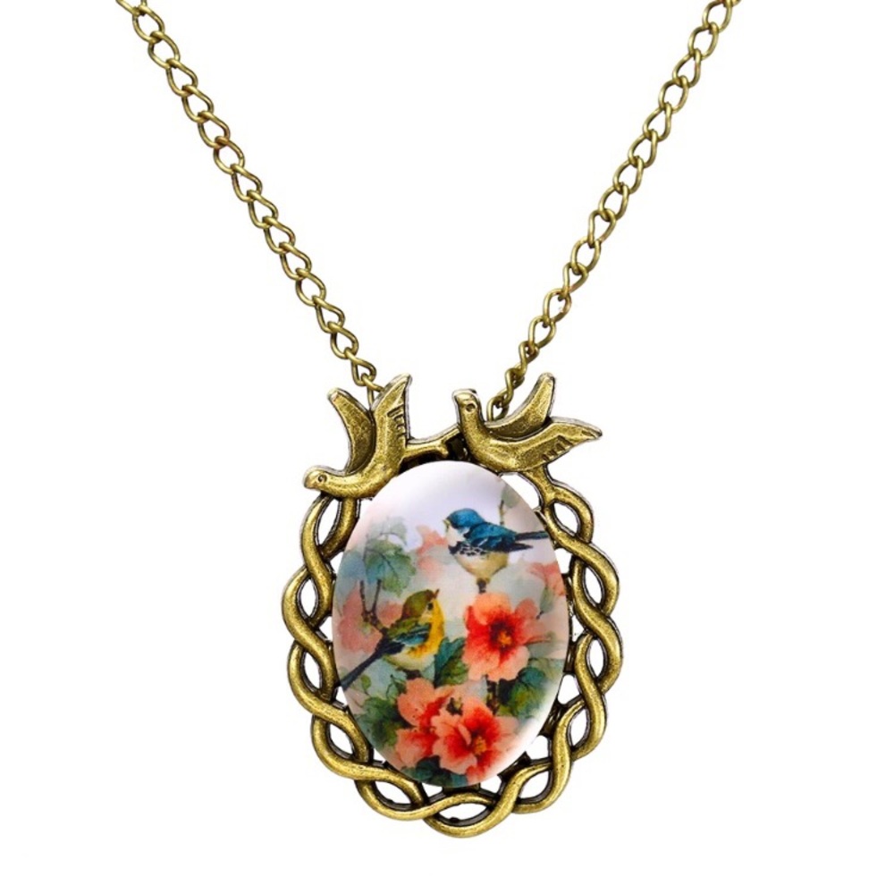 NEW!💙💎🌺FLIRTY GIRLY BIRD NECKLACE🌺💎💙FLORAL - Picture 8 of 8